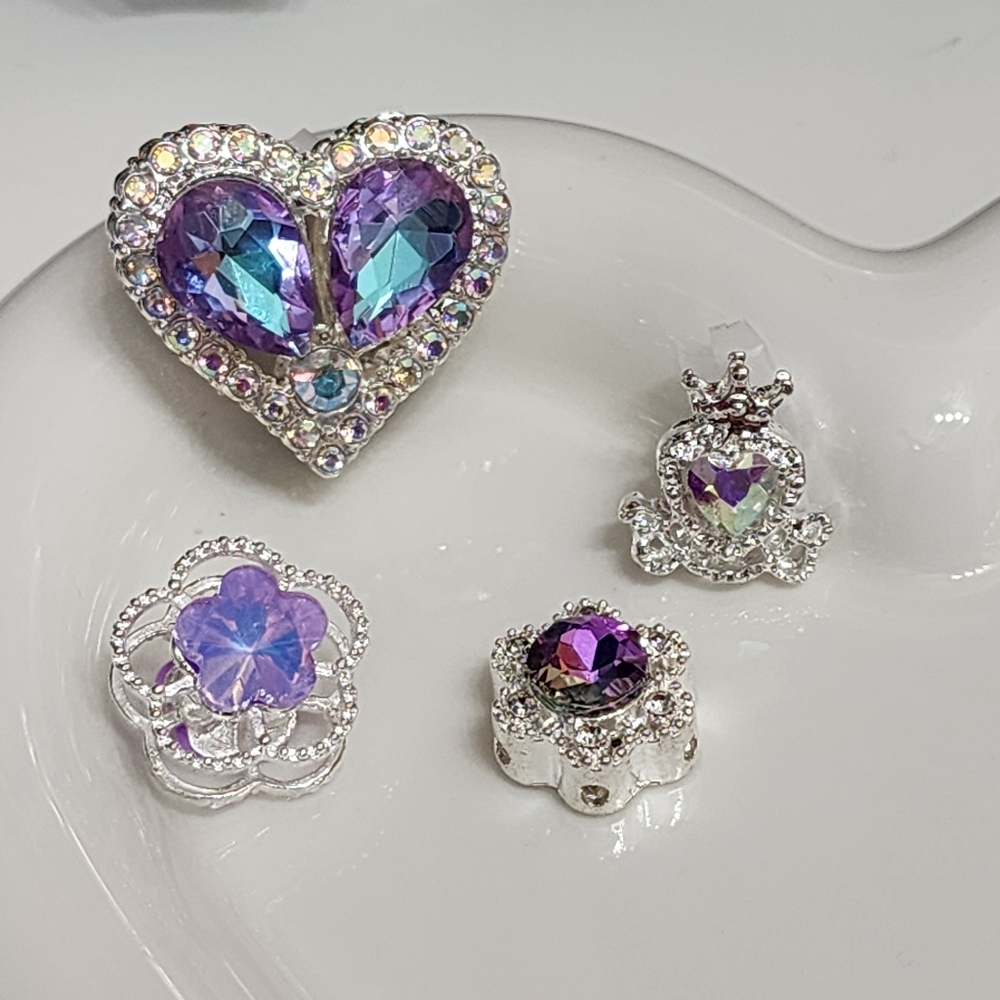 Fancy‎ Beads AB Silver Heart Valentines Day Flower Crown Jewelry Making Beadable
